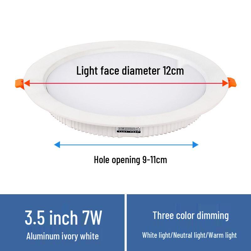 ספוט תקרה שקוע LED 12W תלת-צבעי ניתן לעמעום - סופר בהיר 6 אינץ'