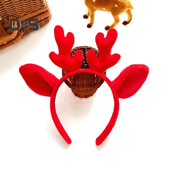 Banda de păr cu coarne de Crăciun, elastică, anti-alunecare, de pluș, potrivită pentru toate vârstele Accesorii pentru păr de Crăciun, decorare pentru petreceri de sărbători, costum festiv de Halloween
