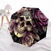 Skull,Roses Automatic Folding Umbrella Compact 8 rib Design,Unique Style,Suitable for Everyday Outdoor Use,Perfect Gift for Friends an