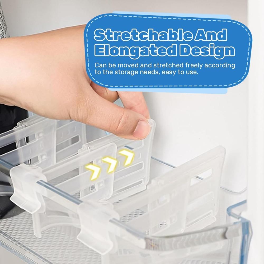 4Pcs Adjustable Refrigerator Divider Board Storage Separator Clip Organizer Extendable Fridge Partition Shelf Separator for Home Kitchen