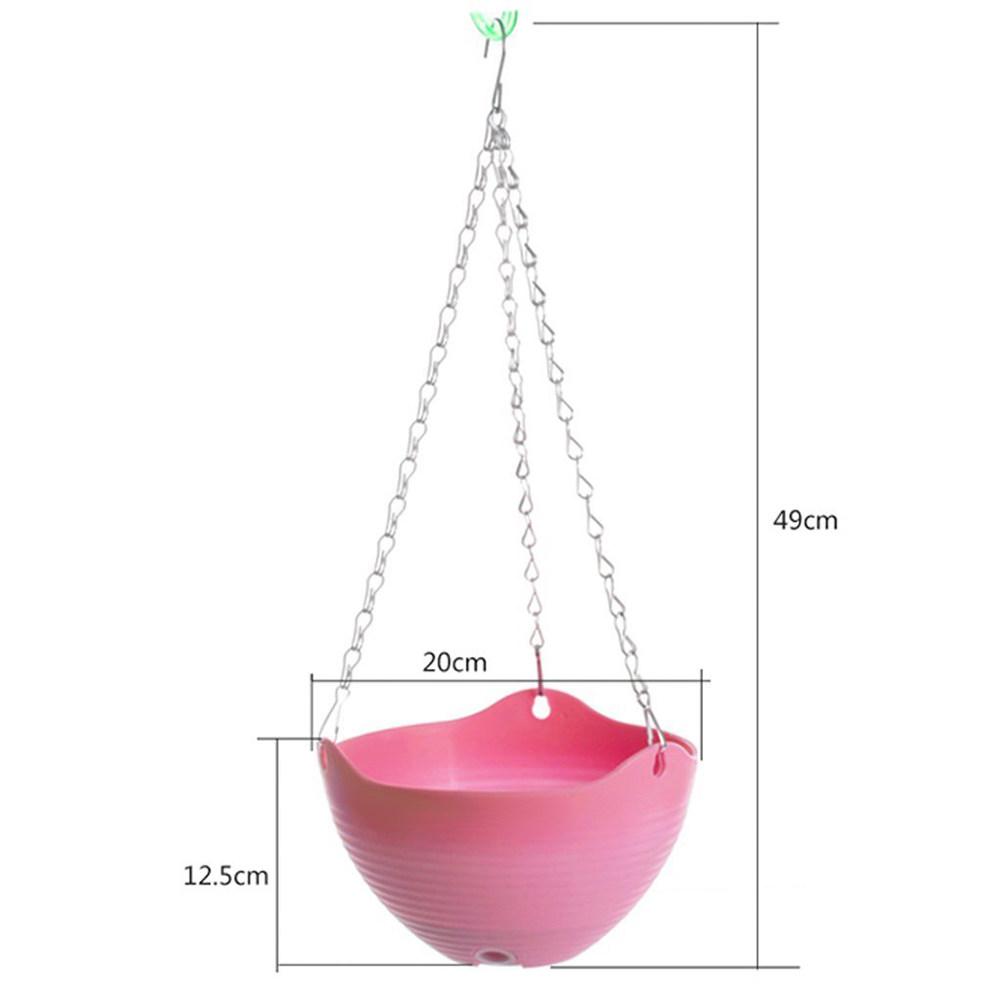 

Pink Hanging Planter Basket Flowerpot PP Resin Iron Chain Drainage Hole Easy Hang Garden Balcony Plant Holder Hanging Planter