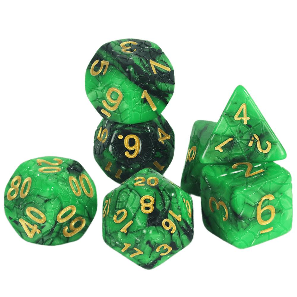 Sada mnohostěnných kostek 7ks Míchání barevných kostek s pavučinou pro deskové hry DND a deskové hry na hrdiny