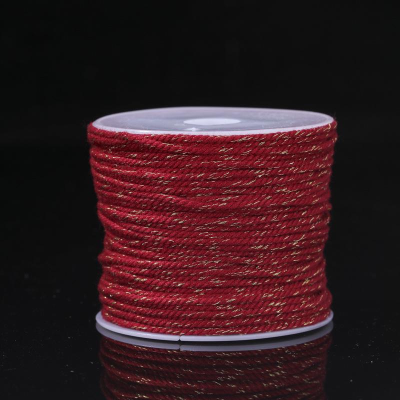 Tibetan Gold-Plated Woven Bracelet with Bodhi Beads and Cotton Rope