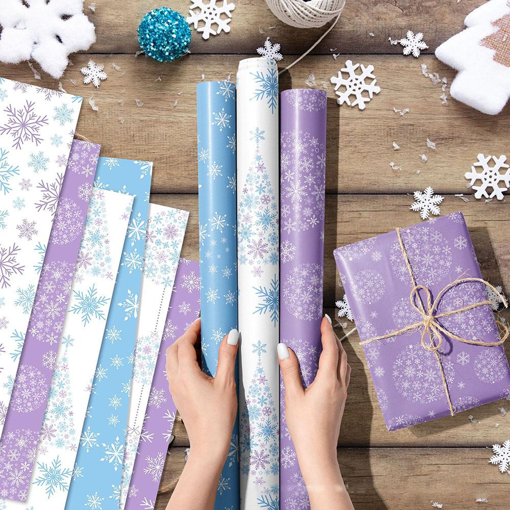 Schneeflocken Geschenkpapier Weihnachten Weihnachtsgeschenkpapier Geschenkverpackungspapier Bunt Für Weihnachtsgeschenk Feiertagsverpackung