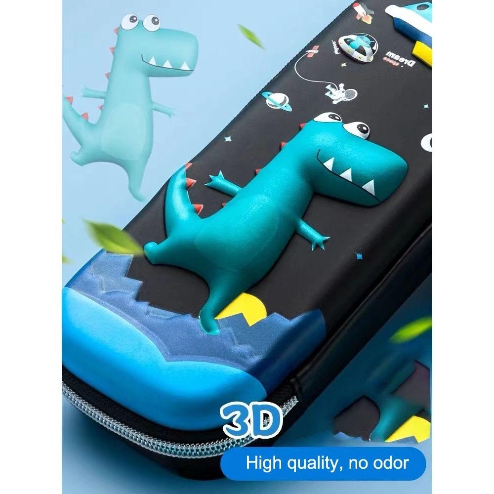 Cartoon 3D Dinosaurs Pencil Case EVA Large Capacity Pen Bag Waterproof Zipper Closure Stationery Storage Box Girls Boys