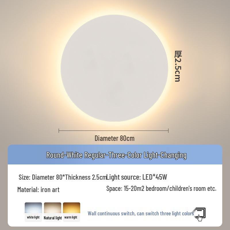 Modern Minimalist Round Wall Lamp for Bedroom and Living Room Decor