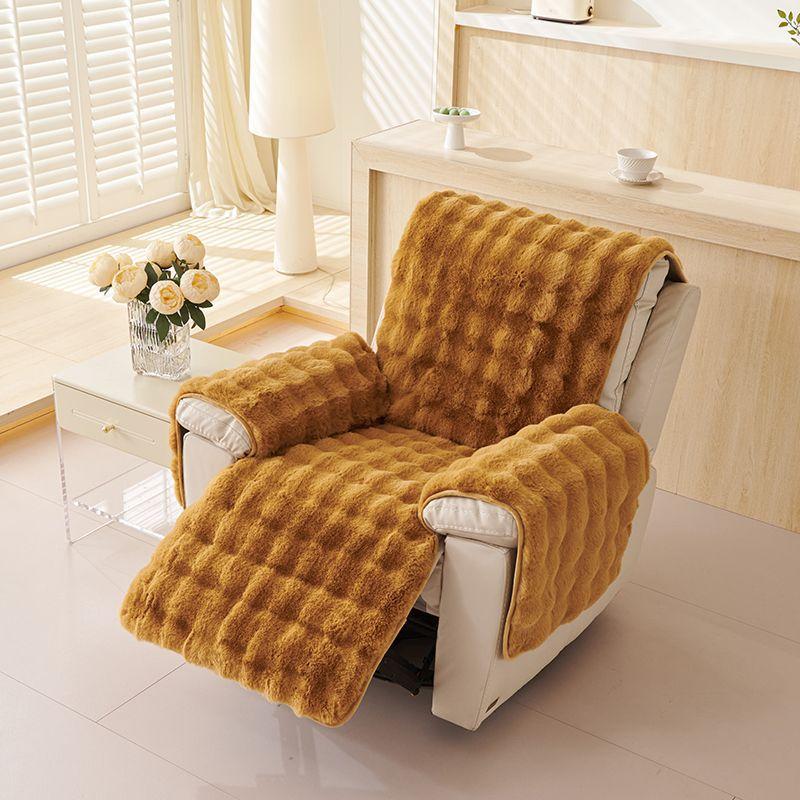 1PCS Autumn and Winter Thick Faux Rabbit Fur Recliner Slipcover Warm Simple Modern Comfortable Recliner Chair Cover Sofa Cover for Living Room