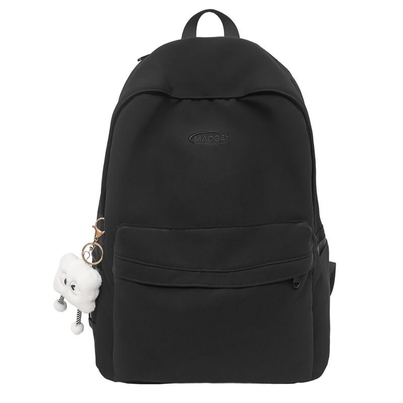Solid Color Backpack Women's Large Capacity College Style Backpack Student Schoolbag