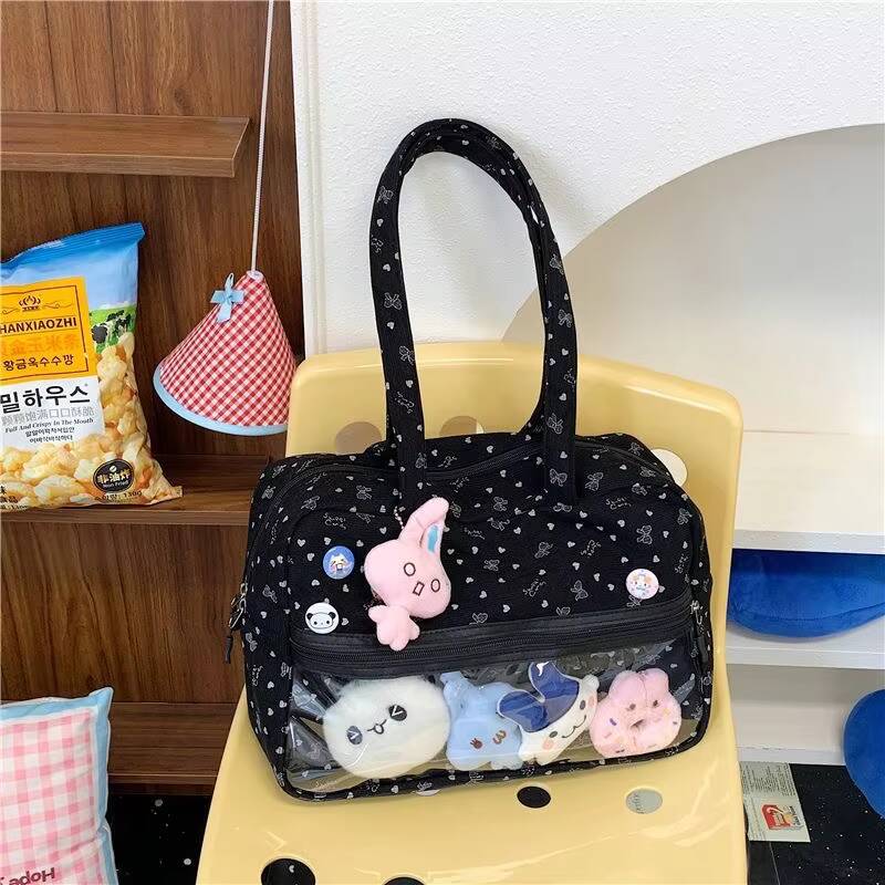 New Y2k Cute Large Capacity Ita Bag Lolita Girls Transparent Bag DIY Badge Display Shoulder Bag Fashion Comic Exhibition Handbag
