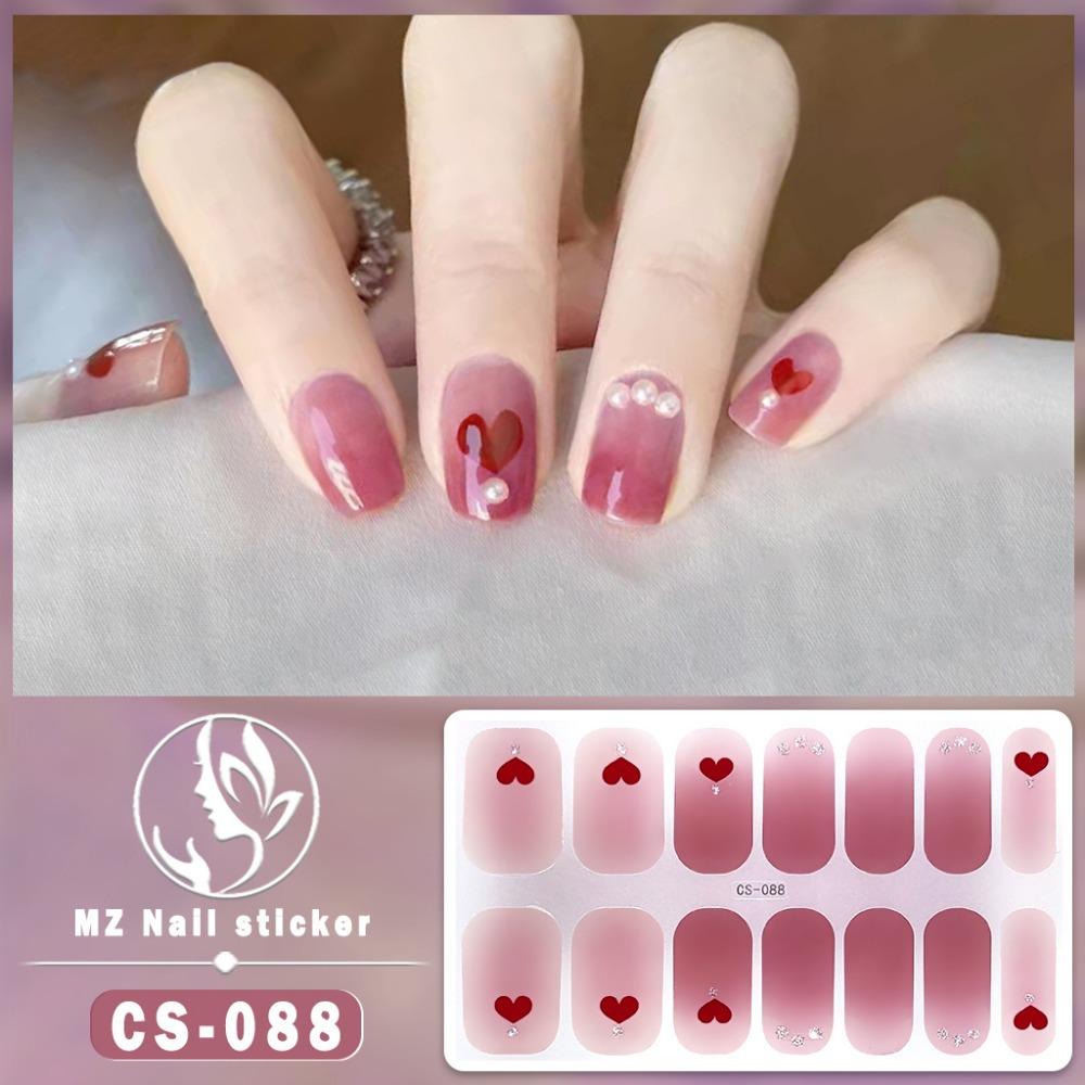 New type of bake-free gel nail polish film, full sticker, plaid spring and summer flower nail art film, nail film, waterproof paper patch