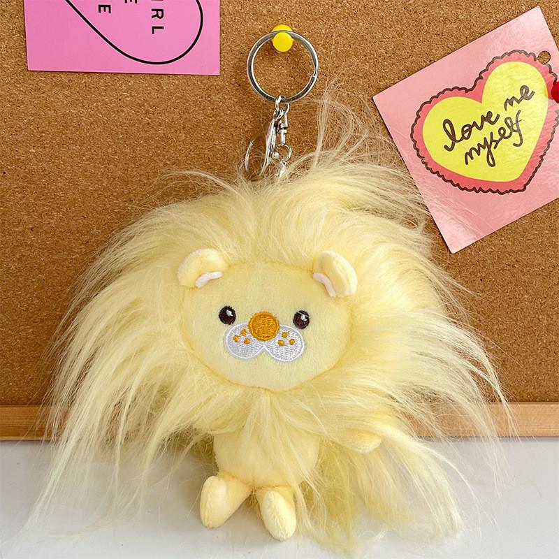Creative Fluffy Lion Plush Keychain Fun Long-hair Monster Car Pendant Wholesale