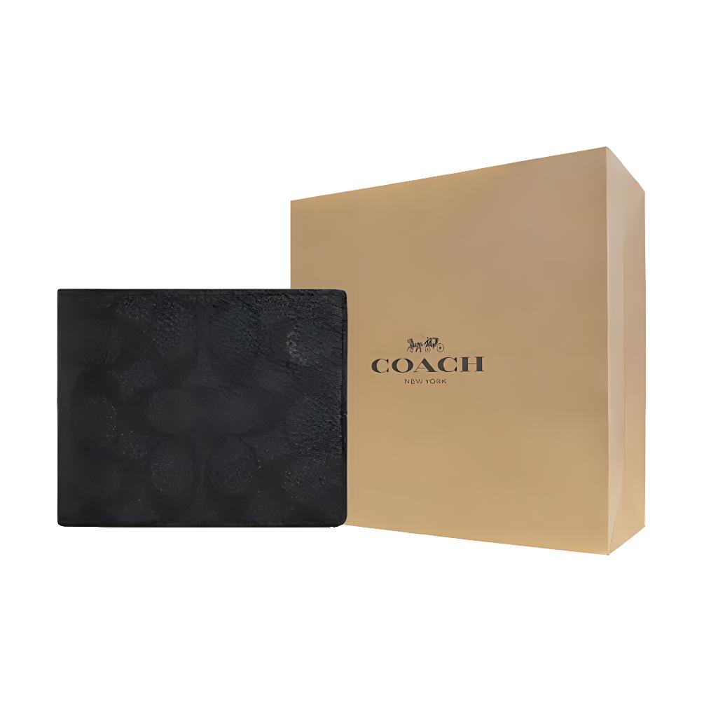 New COACH SignatureCanvas Coated Canvas Wallet Mini Women's Charcoal CW380-CQBK