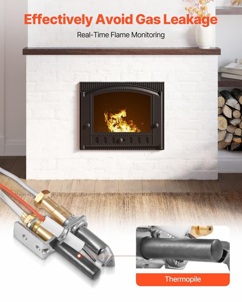 Gas Pilot Assembly, OE 446-512A, HSRV 446-512A, SRV 446-512A Fireplace Gas Pilot Assembly Kit, Natural Gas Ignition Replacement, Compatible with Heat