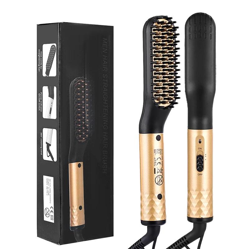

Профессиональная расческа для волос, выпрямитель для бороды, многофункциональная расческа для выпрямления волос, бигуди для волос, быстрый нагрев, инструменты для укладки AU золотистый