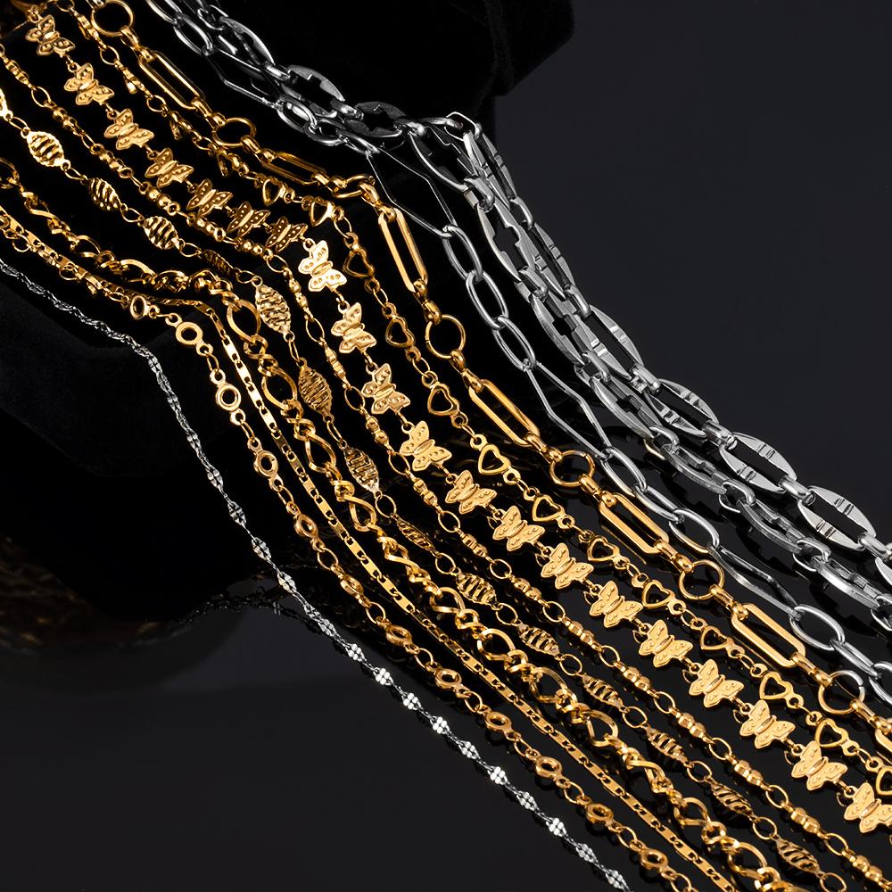 1Meter Multi Styles Stainless Steel Gold Color Silver Color Link Chain Bulk Chains DIY Necklace Jewelry Making Wholesale No Fade