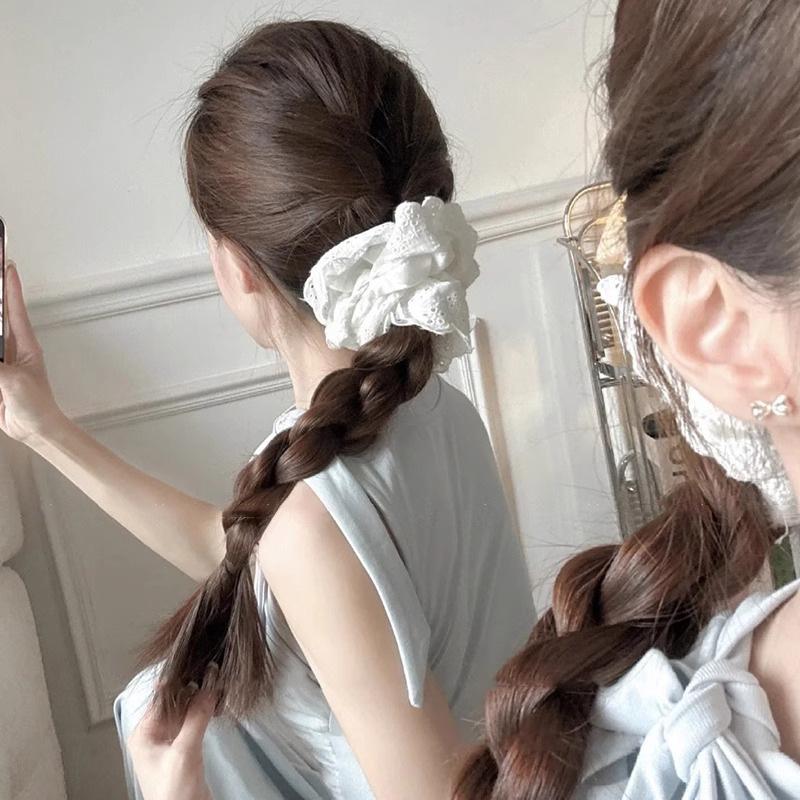Oversized, White Lace, Headband, Female, 2025 New Model, Korean Style, Rubber Band, French Style, Vintage, Lace Tied Hair
