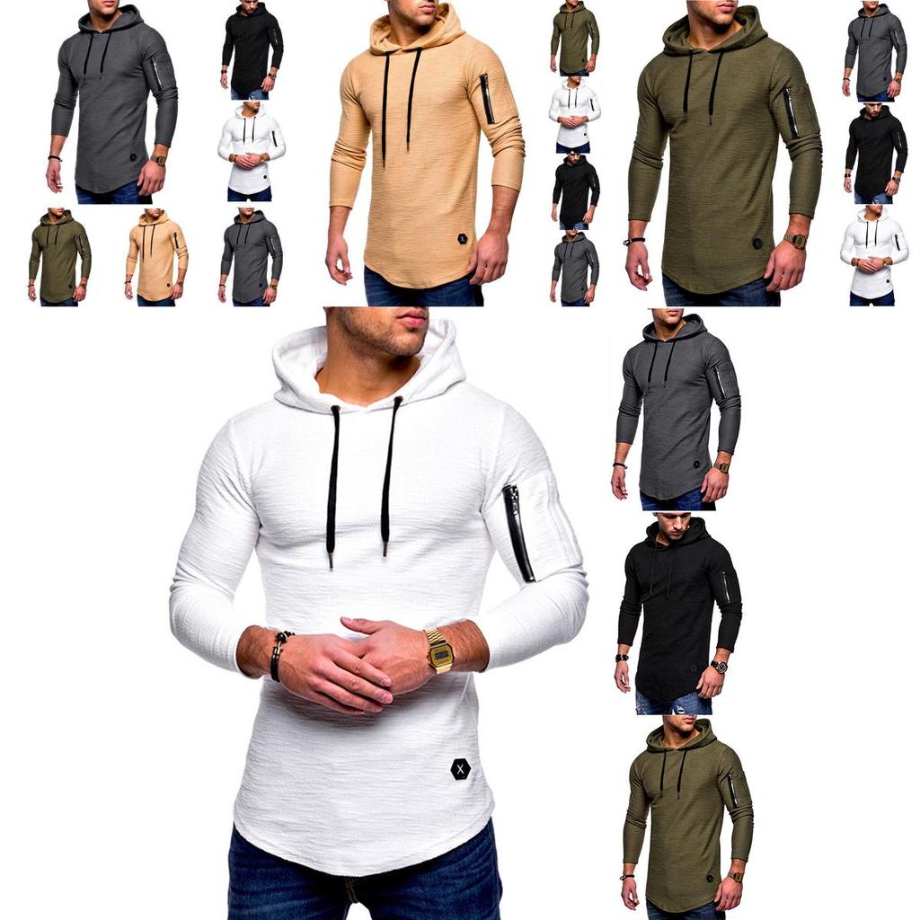 Men's Gym Slim Fit Hoodie With Drawstring And Zippered Arm For Maximum Style