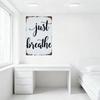 Rustic Vintage 'Just Breathe' Metal Tin Sign with Weathered Brown Border & Distressed Look - Wall Decor for Home, Office, Cafe,