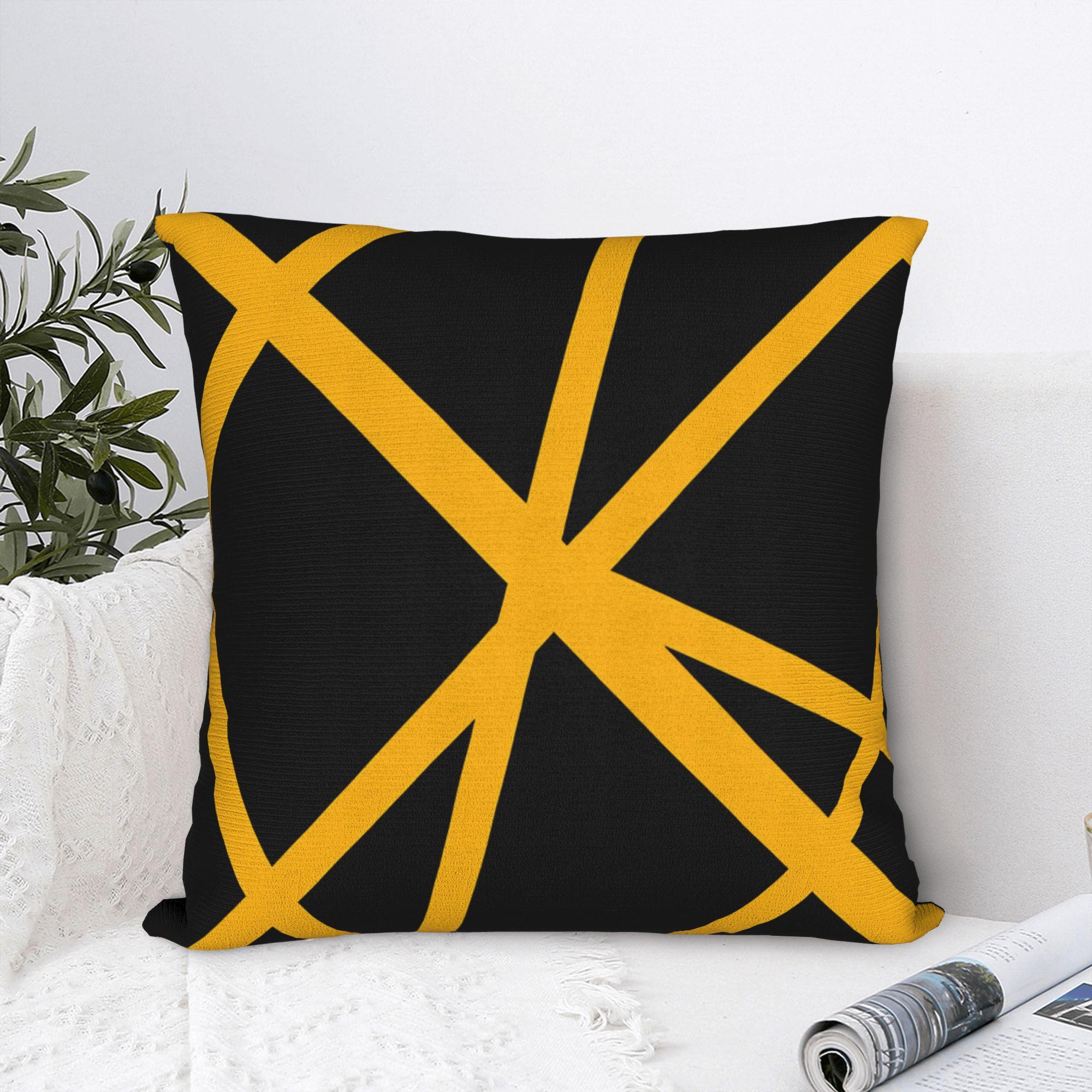 Annier Unisex Black/Yellow Van Halen Abstract And With Lines Pillowcases Morden Pillow Case For Couch Sofa Bedroom Soft Pillow Cover