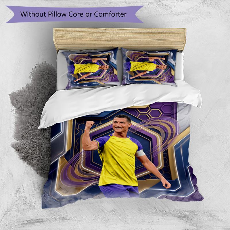Cristiano Ronaldo Printed Bedding 3 Piece Set Cozy Breathable Bed Cover Set as Housewarming Holiday Gift
