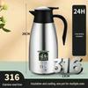 2L Large Capacity Vacuum Insulated 316 Stainless Steel Thermos Flask Kettle