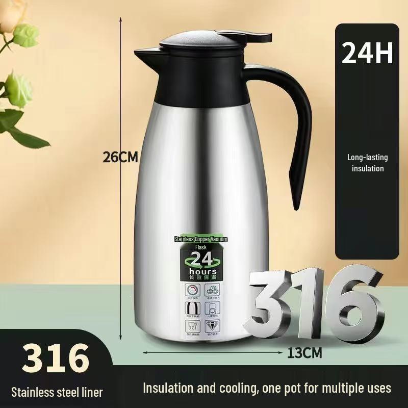 2L Large Capacity Vacuum Insulated 316 Stainless Steel Thermos Flask Kettle