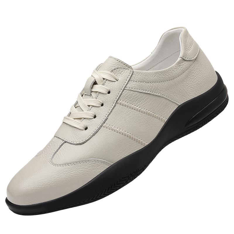 Simple Comfort Men's Outdoor Ventilation Non-slip Genuine Leather Sports Shoes Men Soft Flat Bottomed Little White Shoes