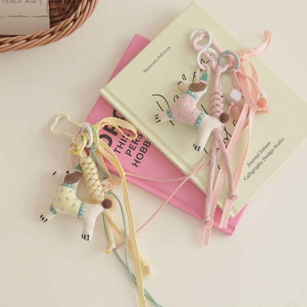 Handmaking Braided Rope Bag Pendant Polyester Fabric Animal Couple Keyring  Jewelry Accessories