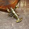 Brass Weightlifting Dragonfly Ornament Vintage Pure Copper Holder Pen Rest Study Desk Decoration Craft