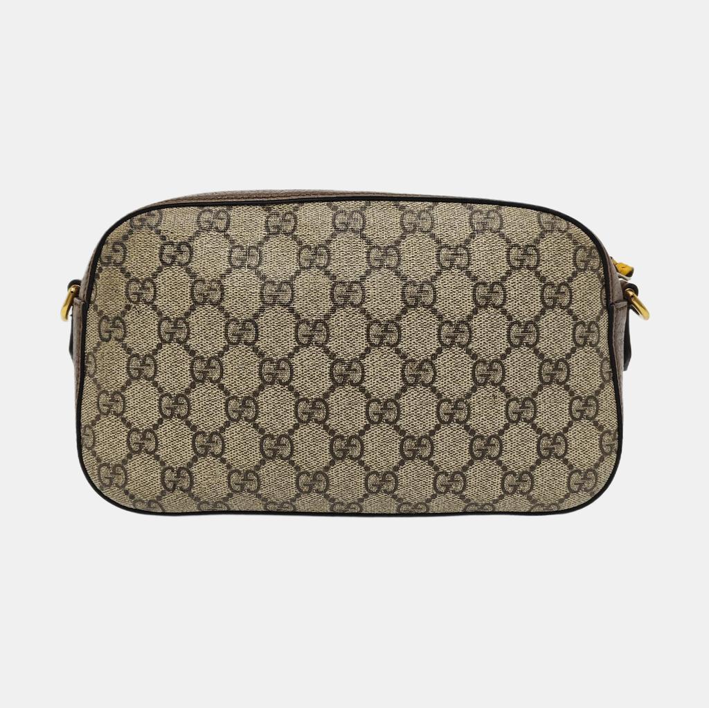 [Pre-Owned] Neo Vintage Series Gold Foil Logo Metal Tiger Head Monogram Canvas And Leather Camera Bag - Very Good #BOQEC0
