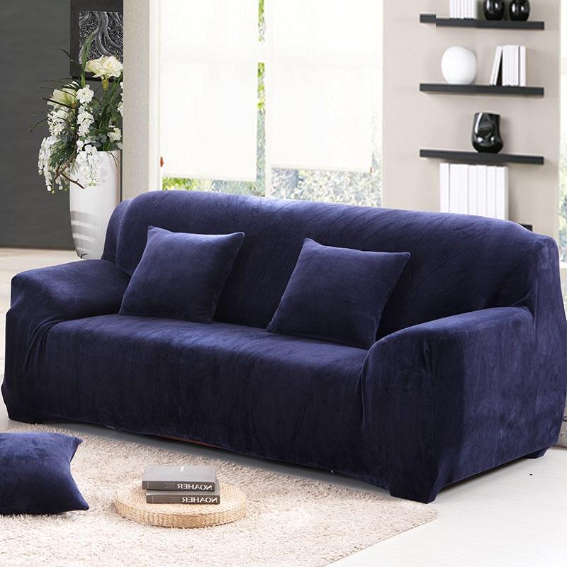 Easy Fit Sofa Slipcover Stretch Protector Soft Cover Thick Plush Velvet 14 Seat