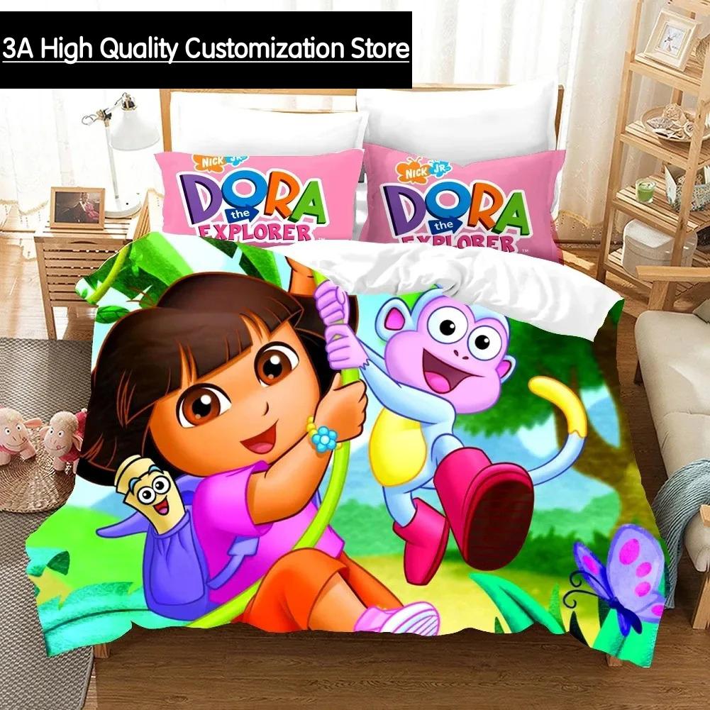 

Comforter 3D Print D-Dora Cartoon Explorer Bedding Set Bed Set Comforter King Queen Size Boys Adult Comforter (quilt)-EU Single(135*200cm)3pcs