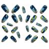 Punte Unghie Finte Ovale Lungo con Motivo Ondate Mare Blu Stella Luna - Set da 24 Pezzi