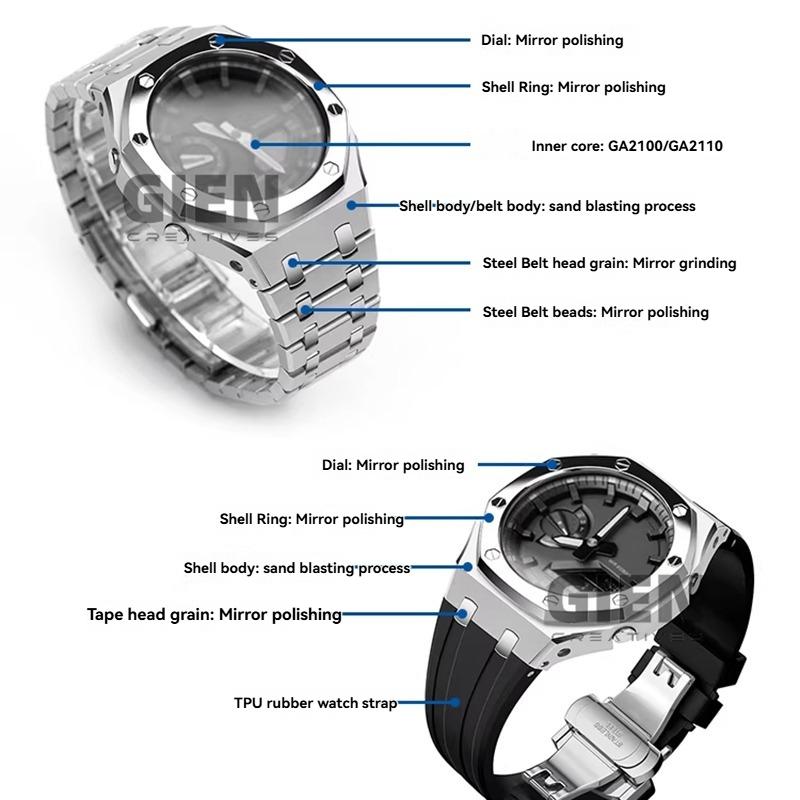 Stainless steel 316L strap kit For Casio G-SHOCK farm oak GA2100/GA2110 GA-2100 GA-B2100 metal case strap men's bracelet