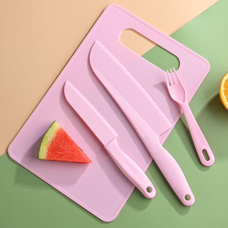 Non-slip Plastic Kitchen Knife for Cutting Fruits, Knife Set for Chopping Vegetables, Chopping Board, and Baby Food Set.