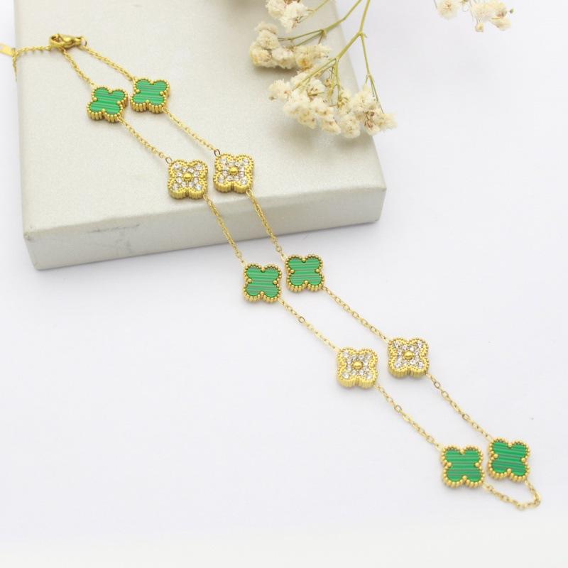 10 Flower Sweater Chain Double-sided Four-leaf Clover Necklace Accessible Luxuryfashion Flower Pendant Clavicle Chain Necklace