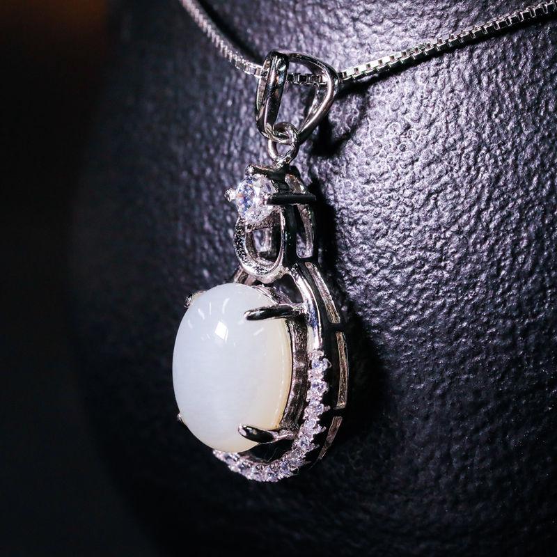 Certified Natural Hetian White Jade Pendant Necklace with 925 Sterling Silver Inlay for Women