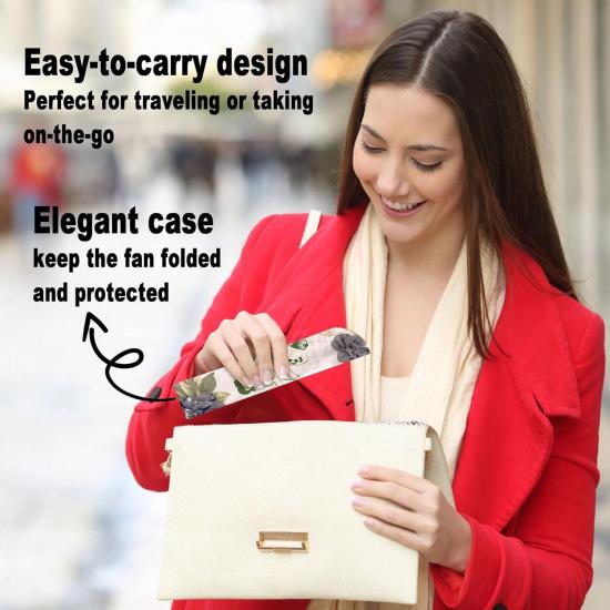 Hand Fan for Women Foldable - Folding Chinese Japanese Vintage Bamboo Silk Fan - Ideal for Hot Flashes, Church, EDM, Festivals, Dancing and Gifts