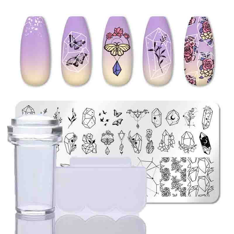

2 шт./компл. штампы для дизайна ногтей лист цветок трафареты из нержавеющей стали для печати изображений инструменты для штамповки маникюра