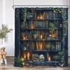 Vintage-Bücherregal-Duschvorhang, Bücherregal, Bücher, Retro-Arbeitszimmer, Badezimmerdekor, Zaubererzimmer, Polyester-Badewannenvorhang