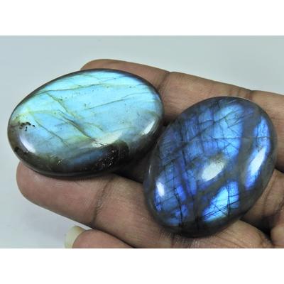 41-43 MM Natural Labradorite Multi Oval Cabochon Loose Gemstone 2 Pcs Lot D-244
