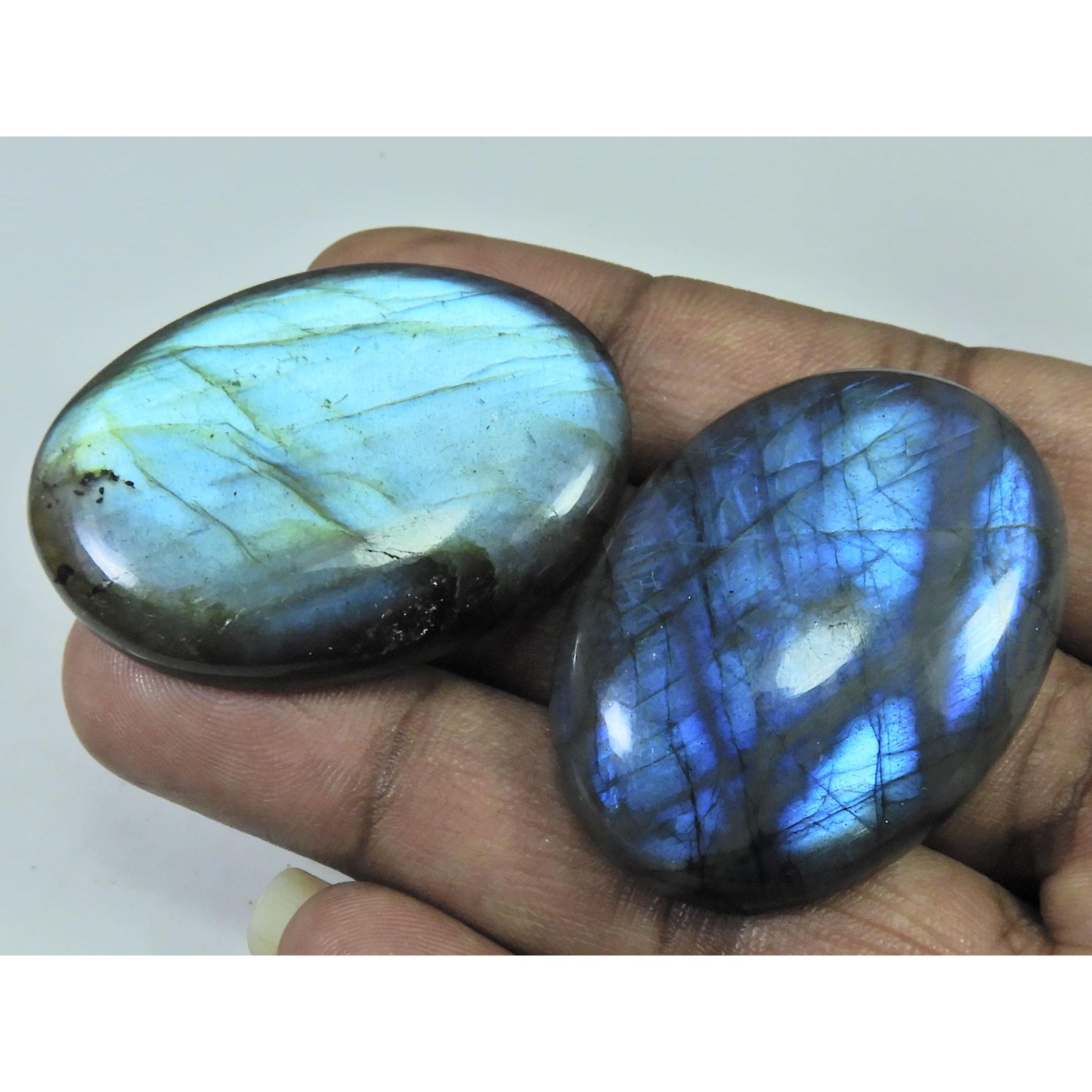 41-43 MM Natural Labradorite Multi Oval Cabochon Loose Gemstone 2 Pcs Lot D-244