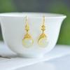 Hetian Jade Green White Jade S925 Silver Inlaid Earrings