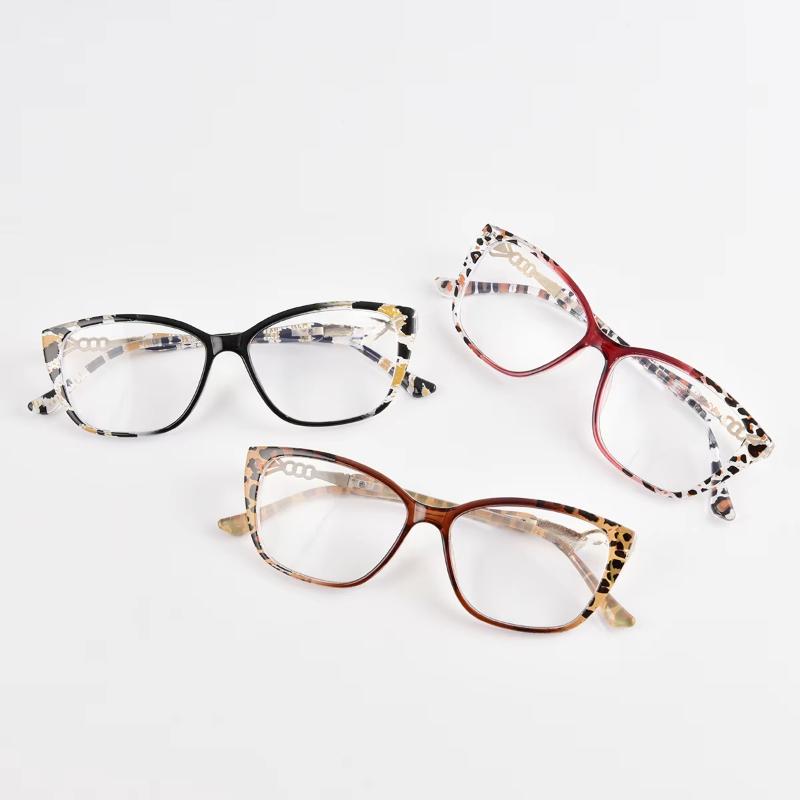Leopard Square Metal Accessory Anti Blue Light High Definition Reading Glasses Woman Men Vintage Reader Eyeglasses