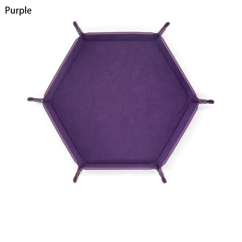 1PC Hexagonal PU Leather Dice Tray Foldable Dice Rolling Tray for Tabletop Games RPGs and Casino Games Miscellaneous Storage Box