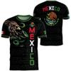 Mexican Flag-themed 3D Eagle Pattern Sport Quick-dry Breatha Men's T-shirt Outdoor Football Sportswear Parent-child Clothing