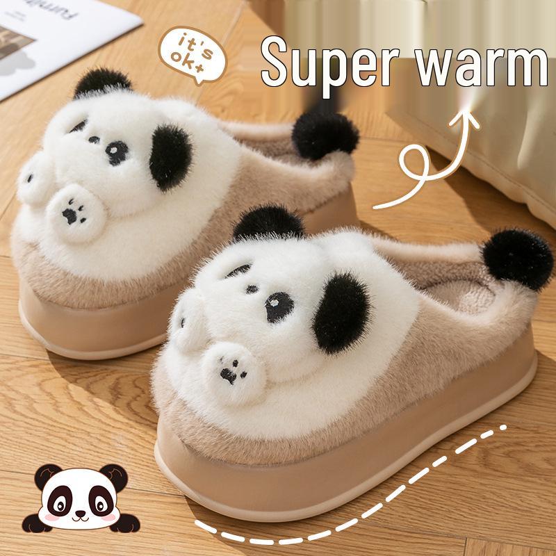 5.0 Super Dikke Zool Panda Dames Pluche Katoenen Pantoffels: Stijl Herfst & Winter 2025, Draagbaar, Warm & Schattig