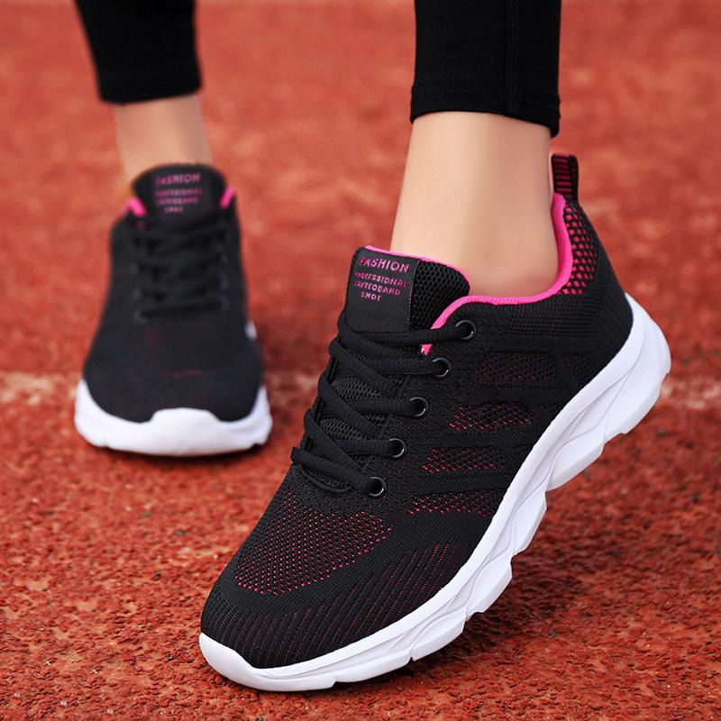 Not Tired Shoes Spring and Summer Mesh Breathable Sports Shoes Lightweight Student Running Shoes Black Casual Travel Shoes