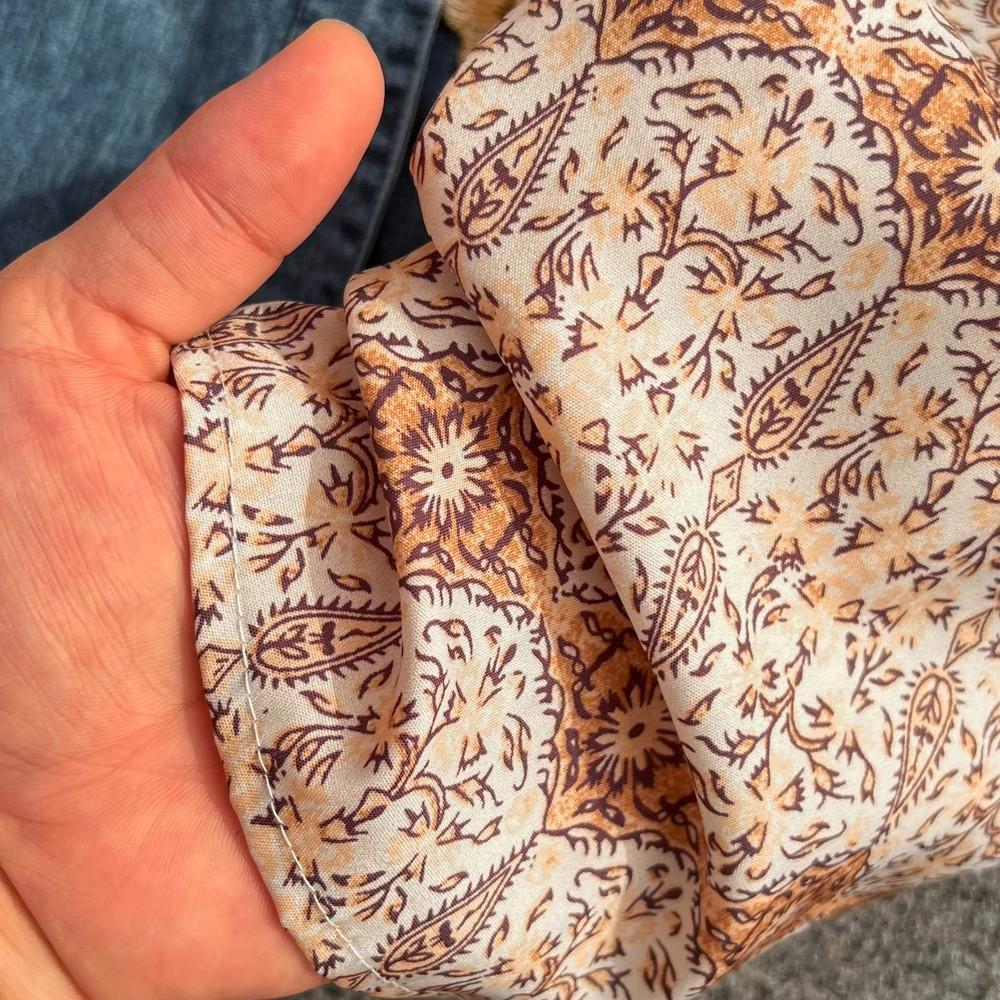 Nya sommarkvinnor tryck V-ringning enkelknäppt kortärmad broderi chiffong lapptäcksarbete mode elegant vardagsklänningar