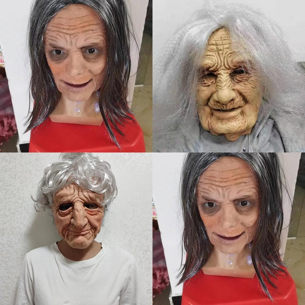 Gruselige alte Frau Latexmaske für Halloween und Mottopartys